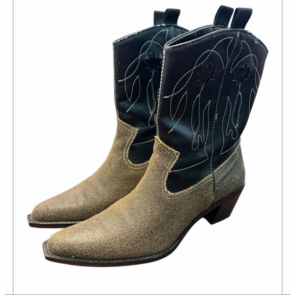 Sam & Libby Shoes - Sam & Libby Tan Black Leather Western Boots Women’s Size 6 1/2